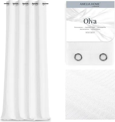 Produktbild von Weißer Vorhang mit Ösen 140x250 Olva durchbrochener Vorhang