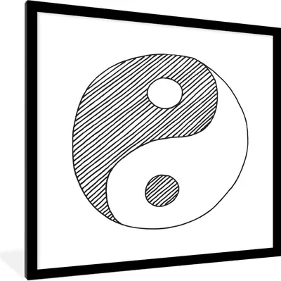 Produktbild von MuchoWow® Gerahmtes Poster Eine Illustration eines skizzierten Yin- und Yang-Logos 40x40 cm - Poster mit Schwarzem Bilderrahmen Wandposter Rahmen Foto Bilder - Poster - Plakat im Rahmen