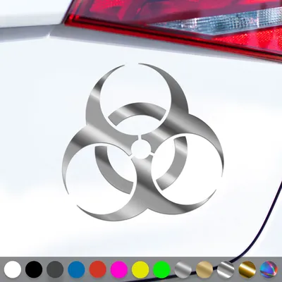 Produktbild von PantherPixel Biohazard Aufkleber Vorsicht Warnung Hinweis Sticker Auto Geschenkidee Farbe Chrom-Silber