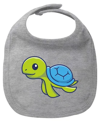 Produktbild von Huuraa Baby Lätzchen Schildkröte Comic Heather Grey Klettverschluss  Baumwolle Latz Geschenkidee