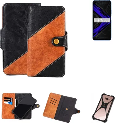 Produktbild von K-S-Trade Handyhülle Schutzhülle Bookstyle Case Wallet-Case kompatibel mit Huawei Honor Play 4 Pro Handy Cover Bumper Klapphülle schwarz hellbraun