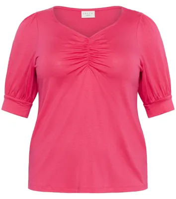 Produktbild von KAFFE CURVE Damen T-Shirt Kurzarm KCsissy Damen T-Shirt Kurzarm V-AusschnittCasu