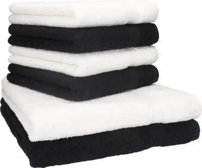 Produktbild von Betz 6-tlg. Handtuch-Set PREMIUM - 2 Liegetücher 4 Handtücher 100% Baumwolle  Farbe: schwarz und weiß