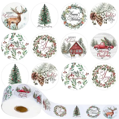 500 runde Weihnachtsaufkleber, Merry Christmas, 2,5 cm, PVC