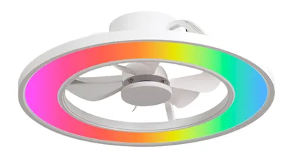 Produktbild von Parrot Uncle 50 cm matte weißer LED-Deckenventilator mit Rgb-Licht, 6-Gang umkehrbarer Gleichstrommotor, Fernbedienung und App-Steuerung