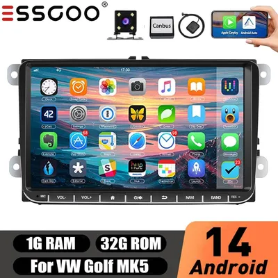 Produktbild von Autoradio 9 Zoll Touchscreen Android 14 Apple Carplay Android Auto GPS Navigation Bluetooth WLAN Freisprechanlage Lenkradsteuerung SD-Kartenslot 4x45 Watt