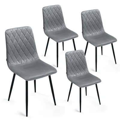 Produktbild von Lina® Elisia Esszimmerstuhl im modernen Design - Samt - Bequemer Stuhl für Ihr Esszimmer, hochwertiger Stoff, ergonomische Form - 4er Set - Grau