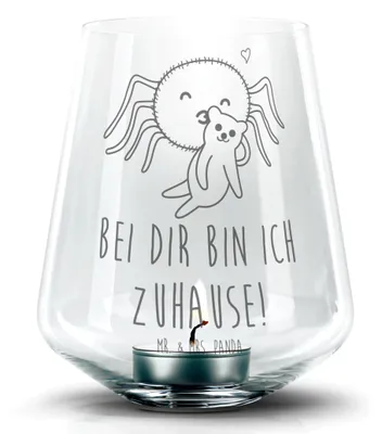 Produktbild von Mr. & Mrs. Panda Laterne Spinne Agathe Teddy - Transparent - Geschenk, Glas Teelichthalter, Verliebt, Treue, Windlicht, Kerzenhalter, Liebesbeweis, Dankeschön