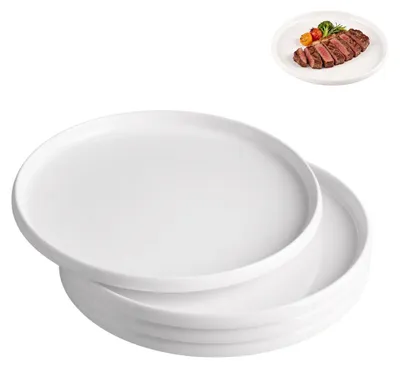 Produktbild von Set aus 4 Melamin-Tellern 23 cm Weiß mit Rand