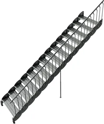 Produktbild von Wangentreppe mit Bodenstütze | Höhe: 272-300 cm, Stufenbreite: 100 cm | Einseitiges Geländer