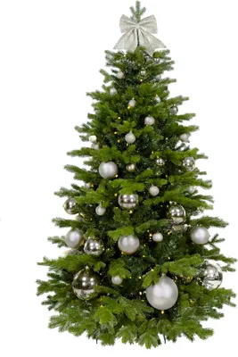 Produktbild von Geschmückter künstlicher Weihnachtsbaum mit 85 Ornamenten SILVER CHRISTMAS II 240 cm Baum mit Ständer und Weihnachtsornamenten