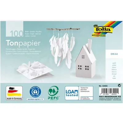 Produktbild von folia Tonpapier weiß 130,0 g/qm 100 Blatt