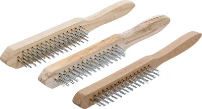 Image de BGS DIY 85815 Jeu de brosses métalliques | Manche en bois | 2, 3, 4 rangées | 3 pcs.