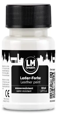 Produktbild von LM-Kreativ Lederfarbe 50 ml, Weiß – für Glattleder & Kunstleder, deckend, flexibel, wasserbasiert