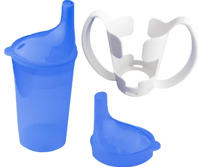 Productafbeelding van Sundo Drinkbekerset met houder voor thee en pap - Lang mondstuk - Blauw