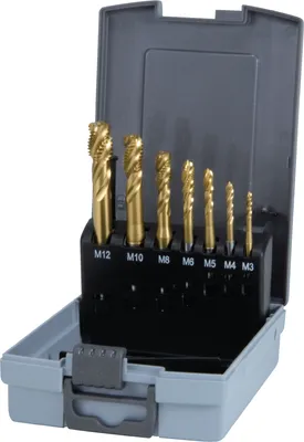 Image de Tarauds à machines Ruko DIN371 / 376-35Grad M3-M12 HSS-TIN Cassette plastique - 245066RO