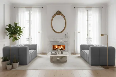 Produktbild von Sofaset Designersofa SOLVIE 2-2 in Stoff Tiffani Grau