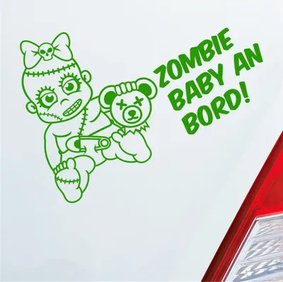 Produktbild von Auto Aufkleber Zombie Baby an Bord on Tour 30x21 cm Hellgrün Sticker Heckscheibenaufkleber