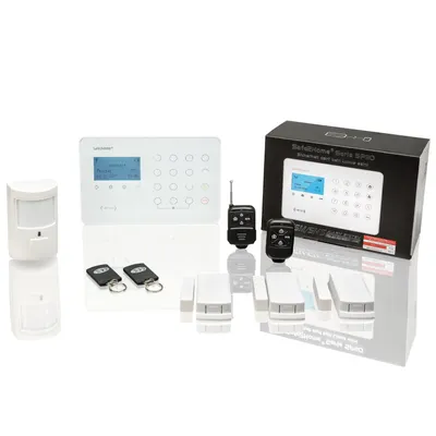Produktbild von Safe2Home® Funk Alarmanlagen Set SP110 mit Sabotageschutz – deutschsprachiges GSM Alarmsystem mit SMS Alarmierung etc. - Alarmanlagen fürs Haus Büro inkl. Zubehör und Sensoren z.B. Bewegungsmelder