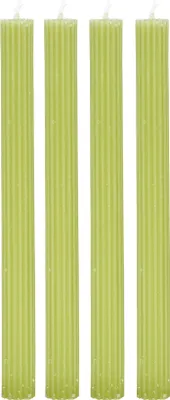 Produktbild von Kerzen 4er Set Stabkerzen Grün 25cm Tafelkerzen Rillen Design Tischdeko
