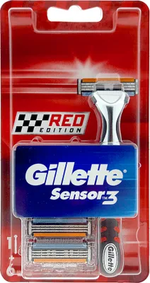 Produktbild von Gillette Sensor 3 Rasierklingen, 6er Pack mit Red Edition Griff
