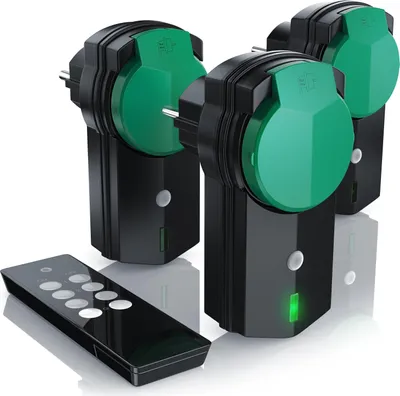 Produktbild von BEARWARE Außenbereich Funksteckdosen Set mit Fernbedienung - 3x Outdoor Funkschalter Steckdosen