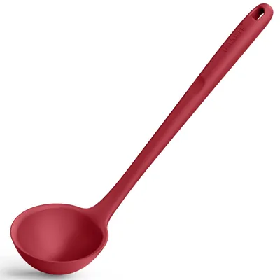 Siliconen Soeplepel 34 cm, hitzebeständig bis 315 °C, rot