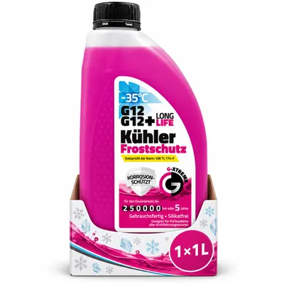 Zdjęcie produktu dla Płyn chłodniczy G12 G12+ 1L, ochrona przed zamarzaniem do -35°C, długotrwały, 5 lat, gotowy do użycia, spełnia normę VW TL 774-F, Obraz wygenerowany przez AI
