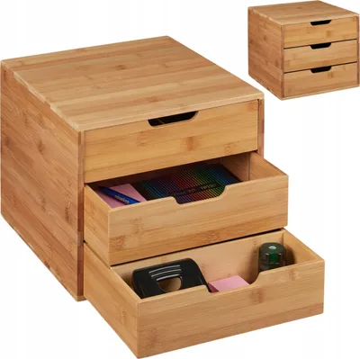 Produktbild von ORGANIZER DO BIURA z szufladami BAMBUS 3 szuflady