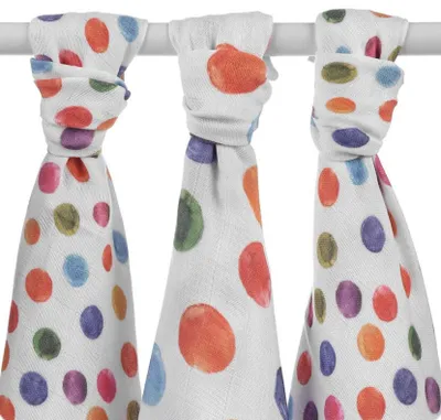 Produktbild von xkko Bamboo-Mullwindel Digitaldruck 70x70 3er-Set Watercolour Polka Dots