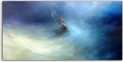 Produktbild von Coloray Acrylbild 120x60  Wandbild Acrylbilder Deko Meer landschaft Sturm Boot Ozean