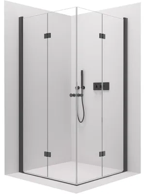 Obrázok produktu pre Sprchový kút Volpe Duo L/P - 6 mm - čierna matná, priehľadné sklo - 60x110x190 cm - skladacie