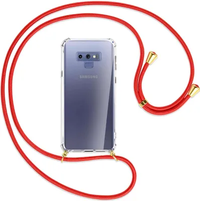 Produktbild von Handykette Backcover-Schutzhülle mit Band (Metall goldfarben) für Samsung Galaxy Note 9 - rot