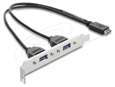 Produktbild von DeLOCK 67345, 0,355 m, USB E, 2 x USB A, Schwarz