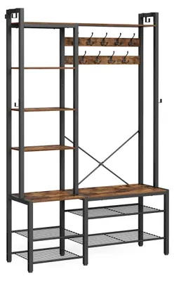 Image de Porte-vêtements avec étagère à chaussures – Rangement pour entrée – Gain de place – 40 x 120 x 190 cm