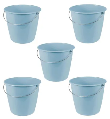 Eimer mit Metallhenkel, 5 L, PP, 24x24x20 cm, Blau, 5 St.
