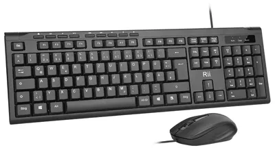Obrázek produktu pro Kabelová klávesnice a myš, odolná proti stříkající vodě, ergonomická, USB, německé rozložení kláves QWERTZ
