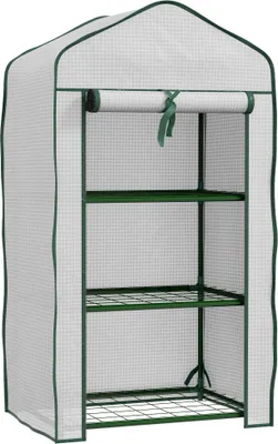 Produktbild von Mini-Gewächshaus - Gartengewächshaus - 3 Ebenen - 59 x 39 x 127 cm - Wasserdicht - Weiß