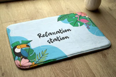 Produktbild von Badteppich Saugfähige - Badezimmer Teppich - Rutschfester Badvorleger Badematte - 90x60 cm - Tropische Vögel