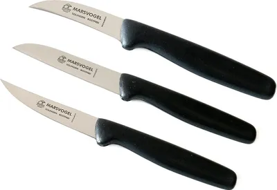 Produktbild von Schälmesser Set 3 tlg. PP Marsvogel Solingen # 37-3tlg. Küchenmesser 2 1/2" gebogen + 3" gerade + 3" rückenspitz