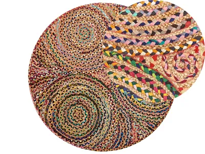 Produktbild von BELIANI Teppich Bunt Jute ø 140 cm Kurzflor Bho Stil Kreise Maschinengewebt Rund