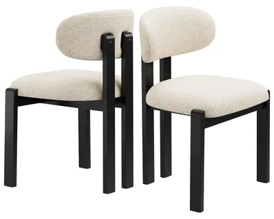 Immagine prodotto di COLAMY, set da 2 sedie da pranzo in ciniglia, gambe in legno massello nero, comoda seduta, stile nordico, beige