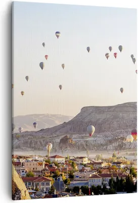 Produktbild von Bild auf Leinwand - Leinwandbild - Einteilig - Berge Ballon Flug - 50x70cm - Wand Bild - Wanddeko - Wandbilder - Leinwanddruck - Kunstdruck - Wanddekoration - Leinwand bilder - Wandbild - PA50x70-3997