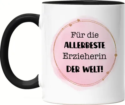 Produktbild von Für die allerbeste Erzieherin der Welt Tasse Schwarz Geschenk Geburtstag Weihnachten Danke-Geschenk Abschied