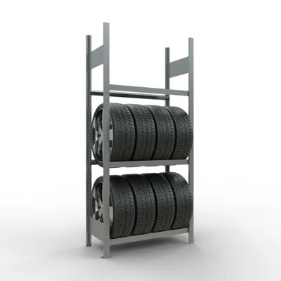Produktbild von Schulte Reifenregal | Grundregal | HxBxT 200x90x40cm | 3 Ebenen | Fachlast 150kg | Verzinkt