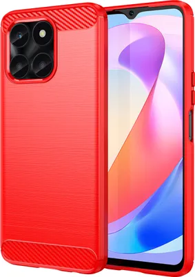 Produktbild von Hülle für Honor X6A Carbon-Faser Weich TPU Silikon Stoßfest Handyhülle Rot
