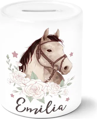 Produktbild von Kinder Spardose mit Namen personalisiert Pferd Pferdemädchen Geschenk Mädchen Namensgeschenke Sparschwein Keramik SpecialMe® weiß Spardose