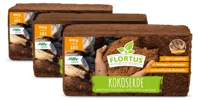 Produktbild von Kokoserde (800 g, ergibt 10 l) | Kokos-Quellerde (Anzuchterde) von FLORTUS, Menge (Stück):1 Stück