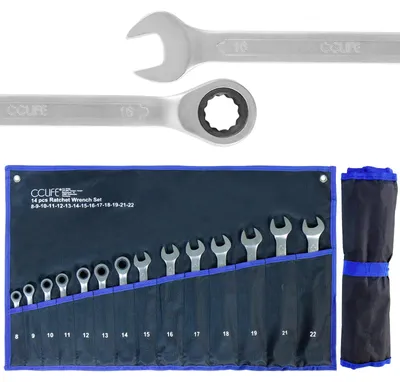 Produktbild von CCLIFE Ratschenschlüssel Set 8-22mm Ringmaulschlüssel Cr-V 72 Zähne