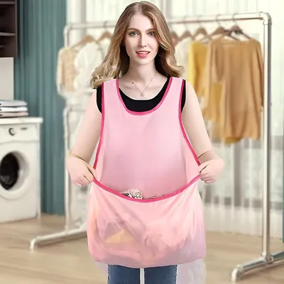 Produktbild von Vielseitige Wasserdichte 74 x 46 cm Schürze mit Stauraum für den Haushalt, Wäscheschürze mit großen Taschen, Rosa - LUNDRO